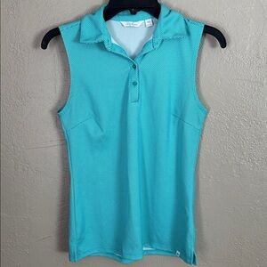 Lady Hagen Jacquard Sleeveless Polo Teal Crush Summer Stylish Golf XS